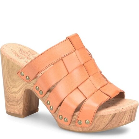 Kork-Ease Devan Sandals Woven Leather Platform Slip On Heels Orange Size 10 NEW - Picture 1 of 7